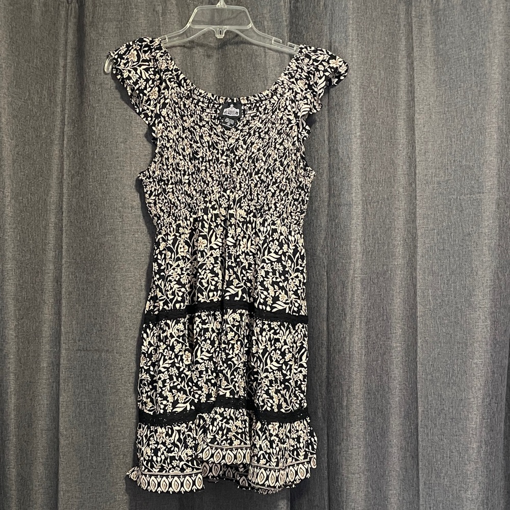 Angie Black and Cream Patterned Mini Dress